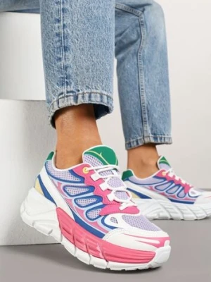 Fuksjowe Sneakersy Streetwearowe na Tłoczonej Platformie Tertewia