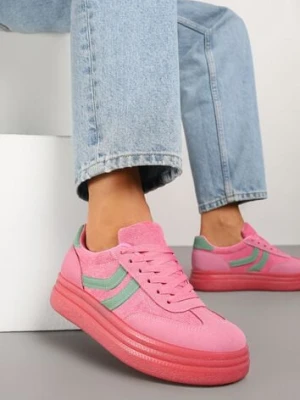 Fuksjowe Sneakersy Typu Kultowe Tenisówki na Niskiej Platformie Olritia ideal