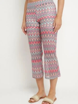 Fuksjowe Spodnie Typu Dzwony z Geometrycznym Wzorem Novivana yu & me