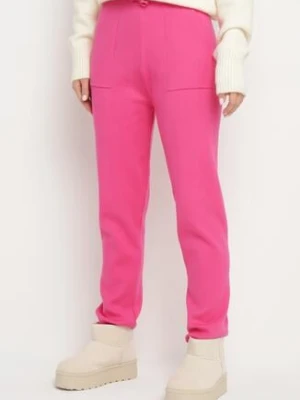 Fuksjowe Spodnie z Bawełną Wysokim Stanem i Sznurkiem w Pasie Venerithra j&x