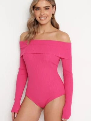 Fuksjowe Wiskozowe Body z Prążkowanej Dzianiny Hiszpanka Boerese elsa.m by may