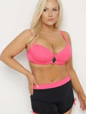 Fuksjowo-Czarne Bikini Biustonosz i Majtki ze Ściągaczami Ulonaniela swest