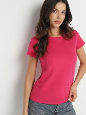 Fuksjowy Bawełniany Klasyczny T-shirt Lunolia basic