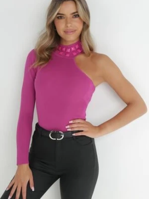 Fuksjowy Golf na Jedno Ramię z Prążkowanej Dzianiny Kennet elsa.m by may