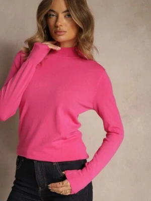 Fuksjowy Golf o Dopasowanym Kroju Zdobiony Minimalistycznymi Aplikacjami Unissa glo-story