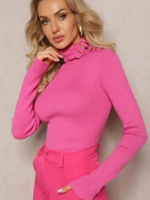 Fuksjowy Golf z Prążkowanej Dzianiny z Nitami Itagi elsa.m by may