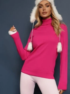 Fuksjowy Klasyczny Golf ze Ściągaczami przy Rękawach Felinia