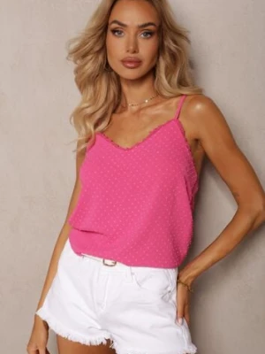Fuksjowy Top na Ramiączkach z Ozdobną Koronką Otoro melya by melody