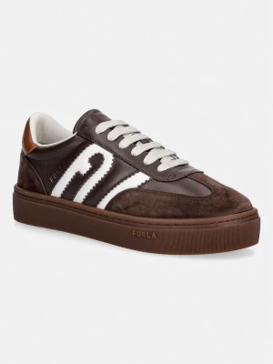Furla Allegra Lace-Up sneakersy damskie skórzane brązowy