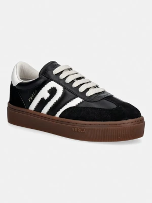 Furla Allegra Lace-Up sneakersy damskie skórzane czarny