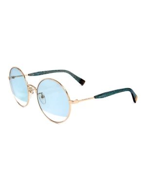 Furla Damskie okulary przeciwsłoneczne w kolorze złoto-błękitnym rozmiar: 56