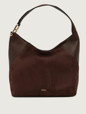 Furla Hobo Furla Lara | zamsz | z dodatkiem skóry brązowy