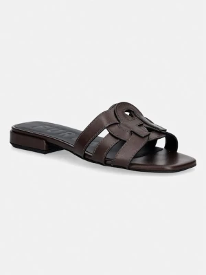 Furla klapki damskie skórzane Summer brązowy