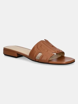 Furla klapki skórzane Summer Mule damskie kolor brązowy YJ34SUM X30000 RY000