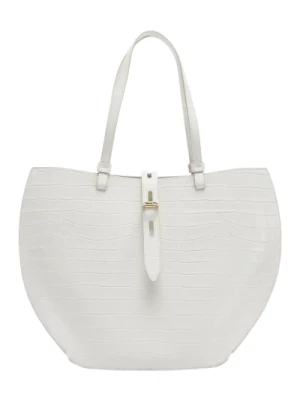 Furla, Luksusowa torba z vintageowym wzorem Cocco White, female,