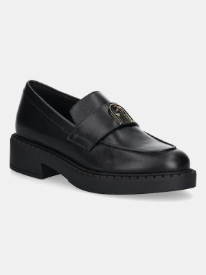 Furla mokasyny skórzane New Legacy Loafer damskie kolor czarny na platformie YJ81FNL WU0000 O6000