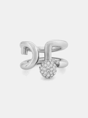 Furla pierścionek damski metalowy z cyrkonią
