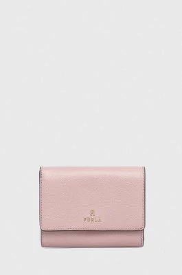 Furla portfel skórzany damski kolor różowy