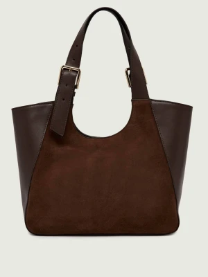 Furla Shopperka Furla Dora M | zamsz brązowy