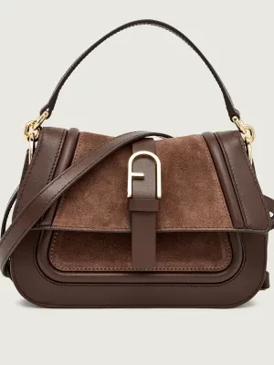 Furla Skórzana torebka na ramię FURLA FLOW MINI | zamsz