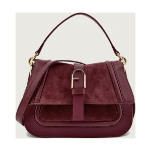 Furla Skórzana torebka na ramię FURLA FLOW MINI | zamsz