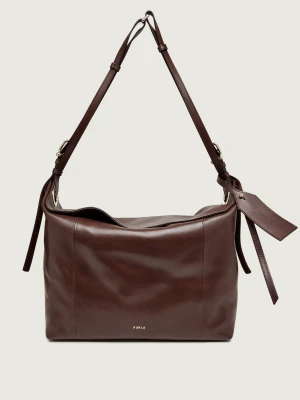 Furla Skórzana torebka na ramię Furla Ginevra L brązowy