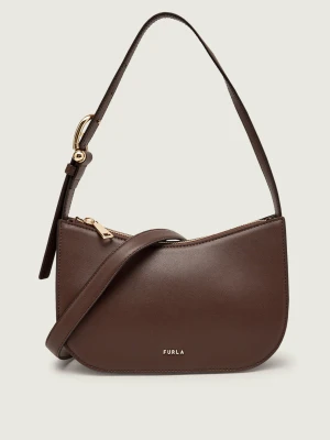 Furla Skórzana torebka na ramię Furla Sara | zamsz brązowy