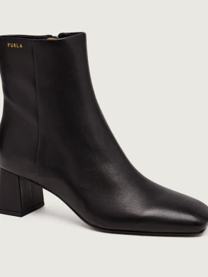 Furla Skórzane botki na słupku Furla Solid Tronchetto T. czarny