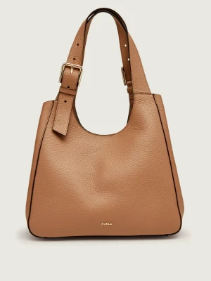 Furla Skórzane hobo Furla Dora beżowy