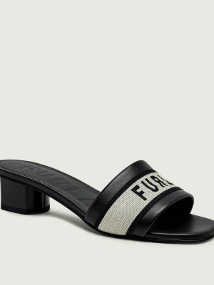 Furla Skórzane klapki na słupku FURLA CILINDRO