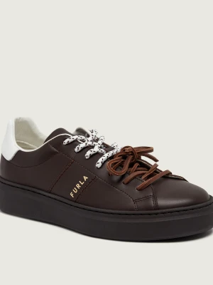 Furla Skórzane sneakersy Furla Hype brązowy