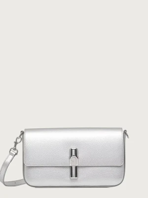 Furla torebka crossbody damska skórzana Iride S srebrny
