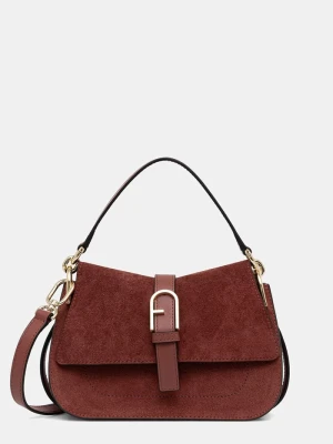 Furla torebka crossbody damska zamszowa bordowy