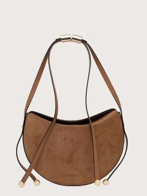Furla torebka crossbody damska zamszowa Moonstone S brązowy