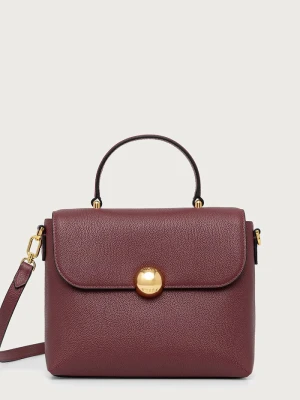 Furla torebka kuferek damska skórzana Moonlight S Top Handle bordowy