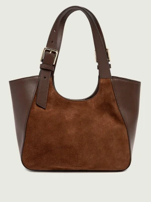 Furla Torebka na ramię Furla Dora S | zamsz | z dodatkiem skóry brązowy