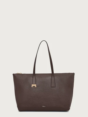 Furla torebka shopper damska skórzana Olivia L Tote brązowy