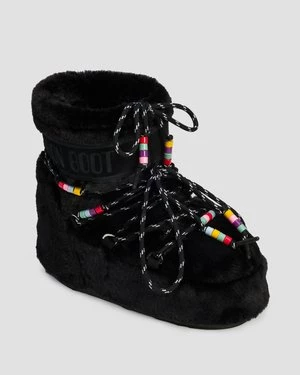 Futrzane Buty Zimowe Damskie Moon Boot Icon Low Faux Fur Beads New