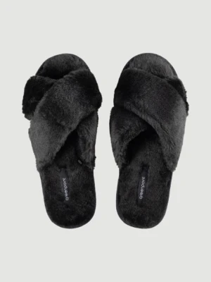 Futrzane kapcie w kolorze czarnym Greenpoint