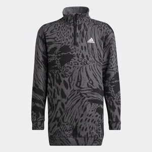 Future Icons Hybrid Animal Print Cotton Loose Half-Zip Dress Adidas