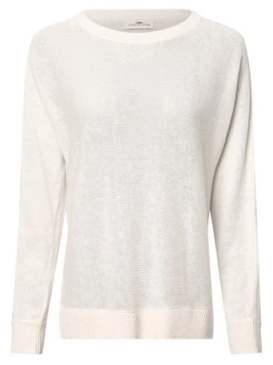 Fynch-Hatton Damski sweter lniany Kobiety len biały jednolity,