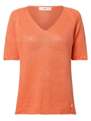 Fynch-Hatton Damski sweter lniany Kobiety len pomarańczowy jednolity,