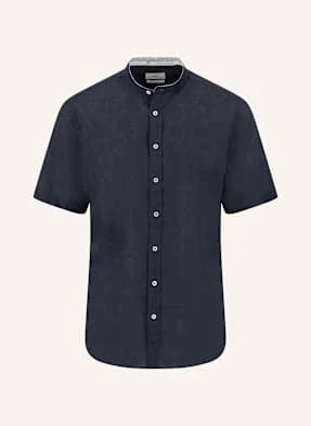 Fynch-Hatton Koszula Z Krótkim Rękawem Casual Fit Z Lnu, Ze Stójką blau