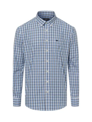 Fynch-Hatton Męska koszula casual Mężczyźni Regular Fit Bawełna niebieski|biały w kratkę,