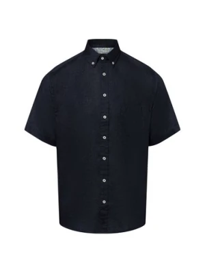 Fynch-Hatton Męska koszula casual z zawartością lnu Mężczyźni Regular Fit len niebieski jednolity,