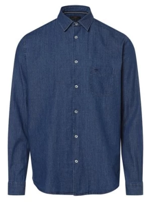 Fynch-Hatton Męska koszula jeansowa Mężczyźni Comfort Fit Bawełna niebieski jednolity,