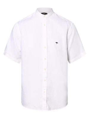 Fynch-Hatton Męska koszula lniana Mężczyźni Regular Fit len biały jednolity,