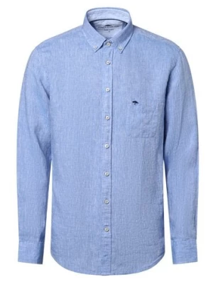 Fynch-Hatton Męska koszula lniana Mężczyźni Regular Fit len niebieski jednolity,