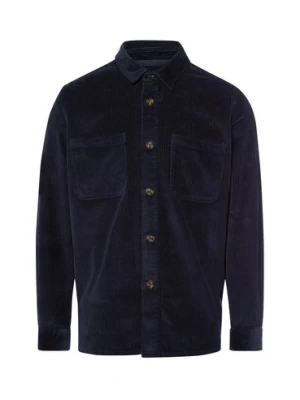 Fynch-Hatton Męska koszula sztruksowa Mężczyźni Regular Fit Bawełna niebieski jednolity,