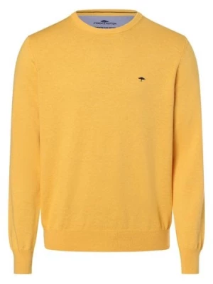 Fynch-Hatton Męski sweter Mężczyźni Bawełna żółty jednolity,